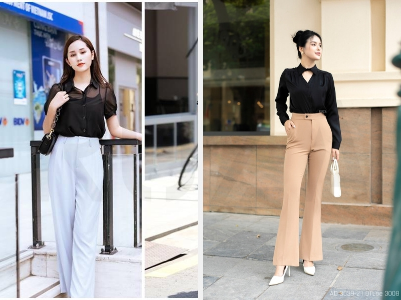Phối quần màu trắng - quần màu be