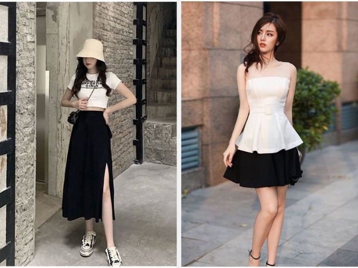 10+ Cách Phối Đồ Với Chân Váy Đen Đẹp, Thời Trang Nhất 4 Kết hợp với áo phôngi và áo peplum
