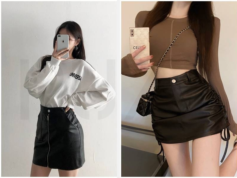 Chân Váy Da Mặc Áo Gì Đẹp, Theo Phong Cách Trang 2024 4 Phối áo phông - áo croptop