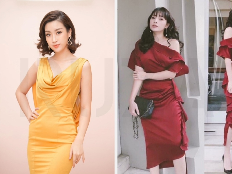 Đầm phi bóng kiểu cổ đổ - dây rút