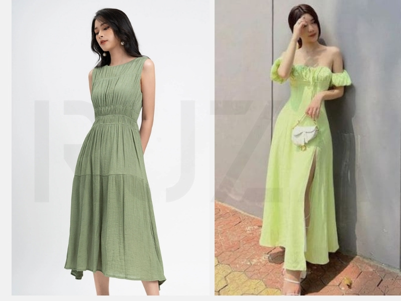 Bí Quyết Phối Màu Xanh Bơ: Xu Hướng Thời Trang Độc Đáo 9 Váy sát nách - đầm màu xanh bơ