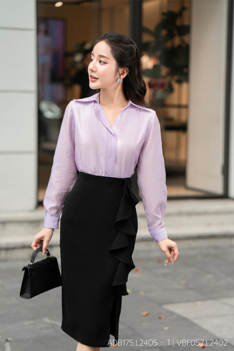 Áo sơ mi tay dài basic ADB175 tím pc2
