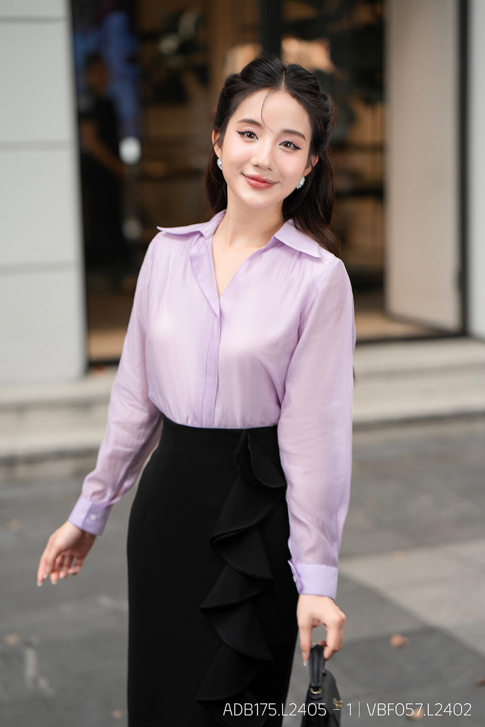 Áo sơ mi tay dài basic ADB175 tím pc3
