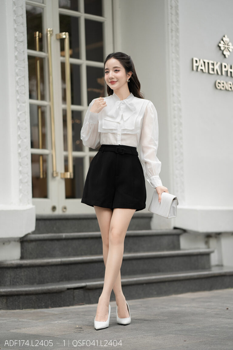 Áo sơ mi tay dài kiểu ADF174 trắng p2