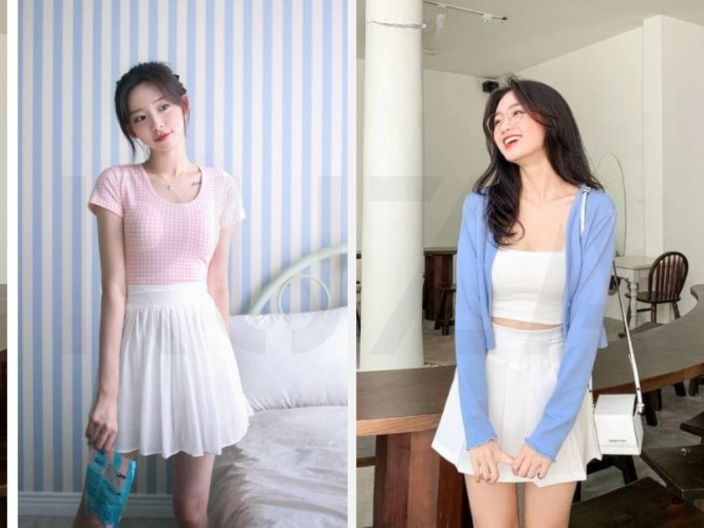 Áo Mongtoghi Là Gì? Tìm Hiểu Về Chất Liệu Và Cách Phối Đồ Đẹp 11 Áo mongtoghi cùng chân váy xếp ly