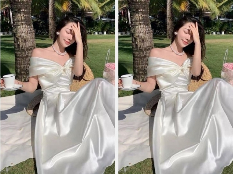Tổng Hợp 9+ Mẫu Đầm Trễ Vai Thời Trang Ấn Tượng 6 Đầm trễ vai trắng