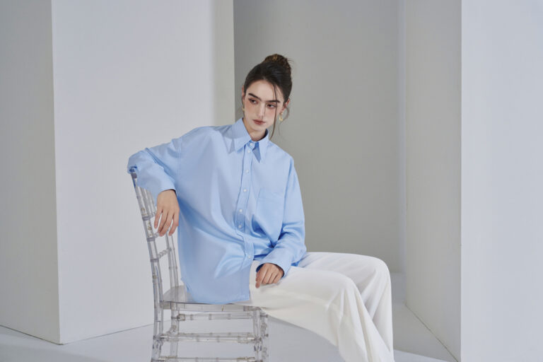 Áo sơ mi tay dài oversize ADO187 xanh pc3