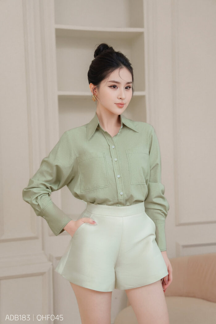 Áo sơ mi tay dài basic ADB185 xanh pc4