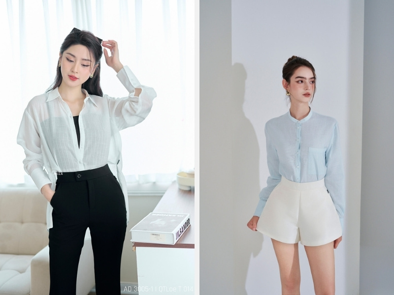Tổng Hợp Các Cách Sơ Vin Đẹp Và Mẹo Sơ Vin Dành Cho Nữ 4 Cách sơ vin áo sơ mi nữ kiểu 50 - 50 - sơ vin toàn bộ áo