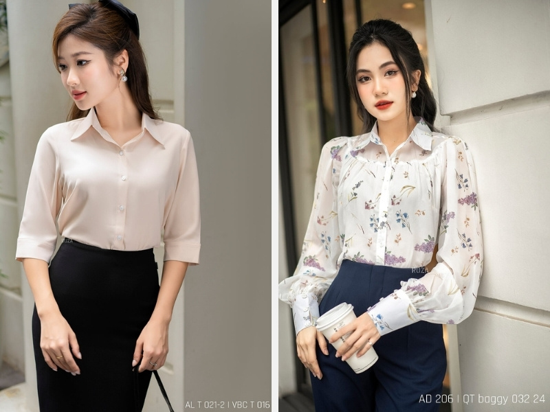 Áo sơ mi nữ tay lỡ - áo sơ mi tay phồng