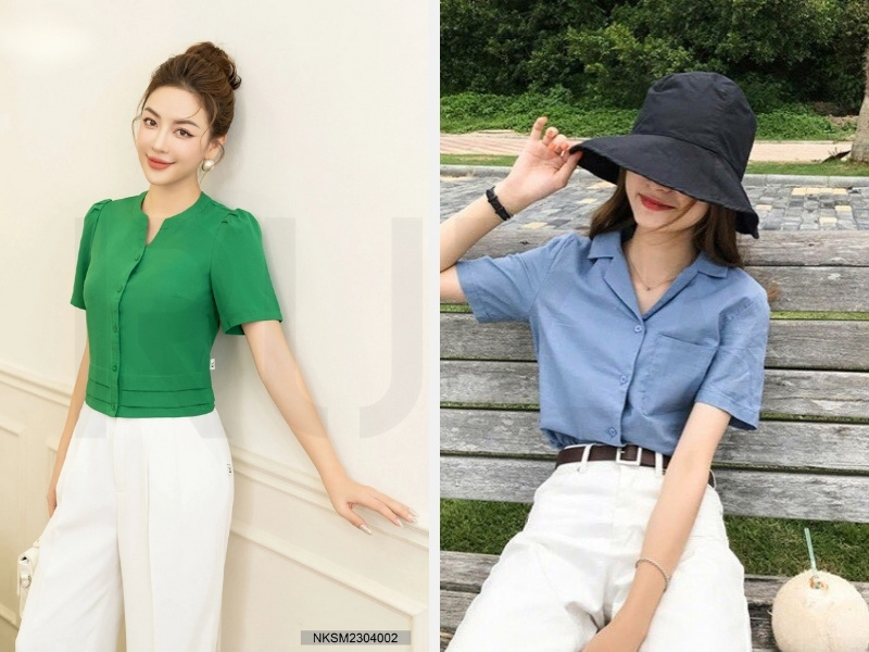 Áo sơ mi nữ cổ tàu