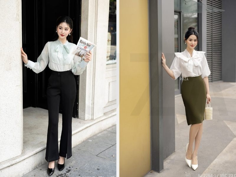 Áo sơ mi nữ và quần tây - váy bút chì