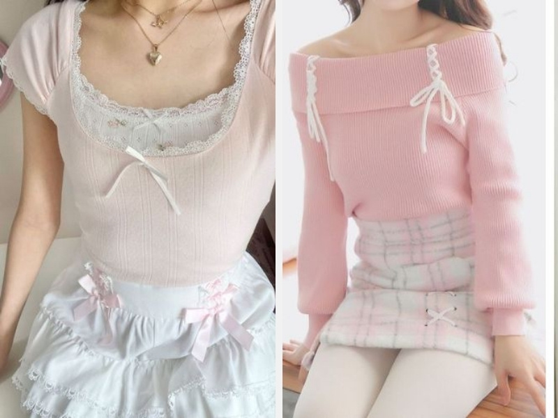 10+ Trang Phục Phong Cách Coquette Ngọt Ngào Cho Nàng 4 Áo blouse - áo len kiểu coquette