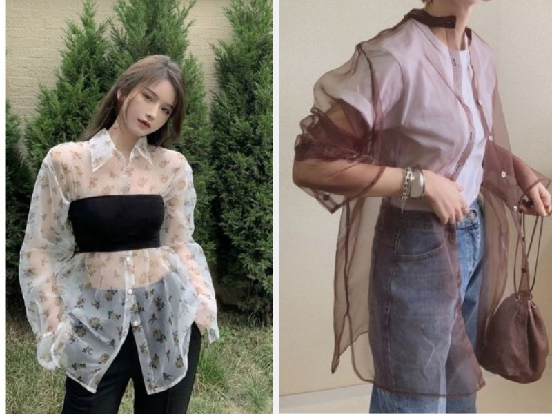 Những Cách Phối Đồ Với Áo Sơ Mi Mỏng Nữ Cực Đẹp 6 Phối Áo croptop và quần jean đài