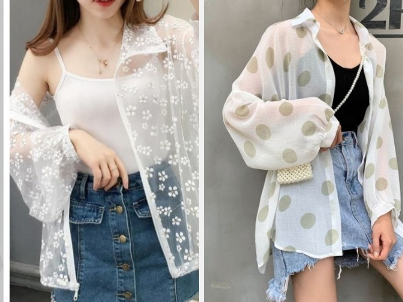 Những Cách Phối Đồ Với Áo Sơ Mi Mỏng Nữ Cực Đẹp 7 Phối với chân váy xòe và quần short