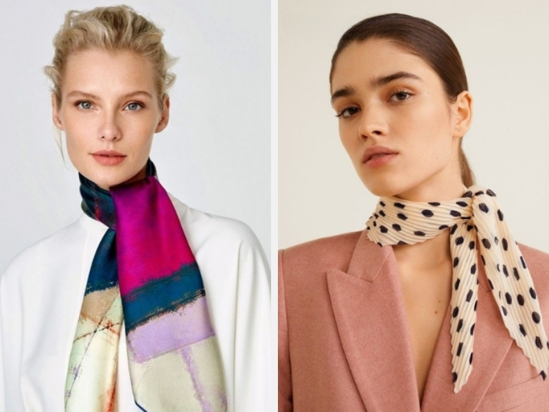 Cách Thắt Khăn Vuông Với Áo Sơ Mi: Đơn Giản Và Phong Cách 6 Phối áo sơ mi với khăn vuông kiểu choker ấn tượng