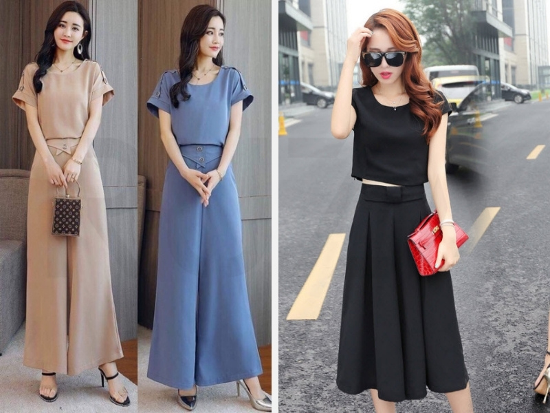 Đồ bộ trung niên dáng ống rộng hoặc dáng lửng