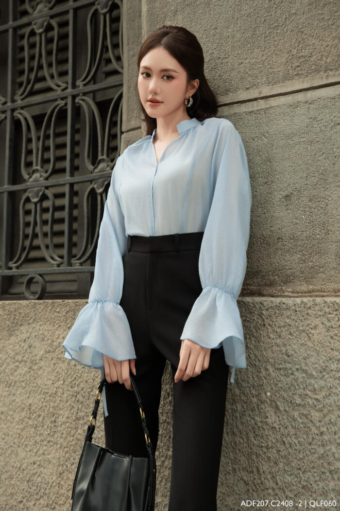 Áo sơ mi tay dài kiểu ADF207 xanh dương pc3