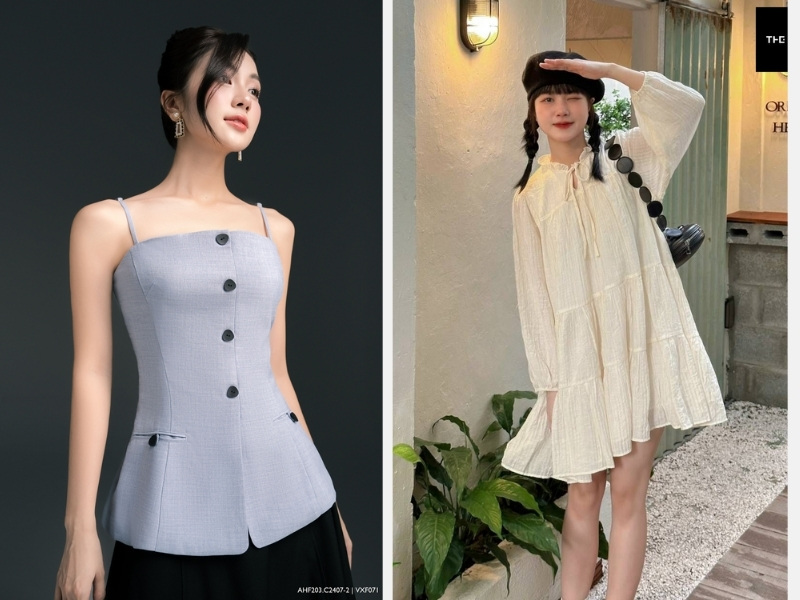 Áo hai dây kết hợp quần dài hoặc đầm babydoll
