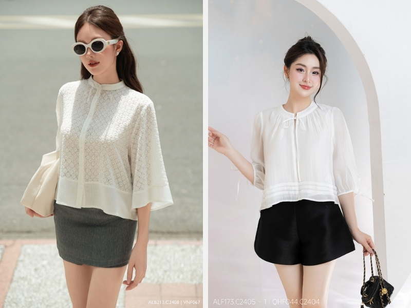 Áo tay lỡ xẻ tà - áo tay cánh tiên