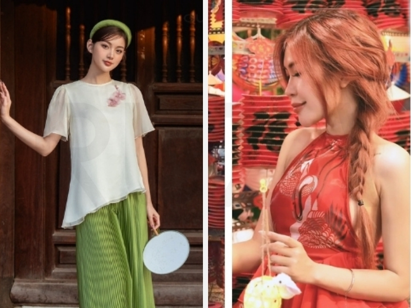 Đi Phố Lồng Đèn Mặc Gì? Gợi Ý Trang Phục Đẹp Cho Trung Thu 3 Áo voan và quần dập ly - áo yếm và quần lụa