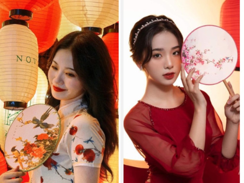 Đi Phố Lồng Đèn Mặc Gì? Gợi Ý Trang Phục Đẹp Cho Trung Thu 7 Dùng đèn lồng hoặc quạt để chụp hình