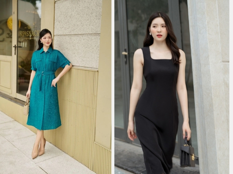 Mặc Gì Khi Đi Tiệc Tân Gia? Gợi Ý Trang Phục Đẹp Và Phù Hợp 4 Đầm suông hoặc đầm ôm sát body