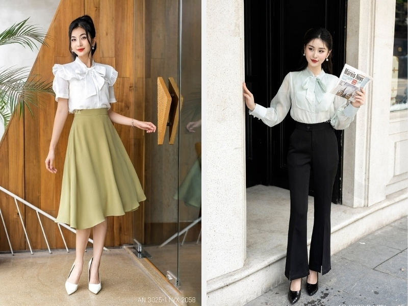 Mặc Gì Khi Đi Tiệc Tân Gia? Gợi Ý Trang Phục Đẹp Và Phù Hợp 6 Áo kiểu hoặc áo sơ mi phá cách
