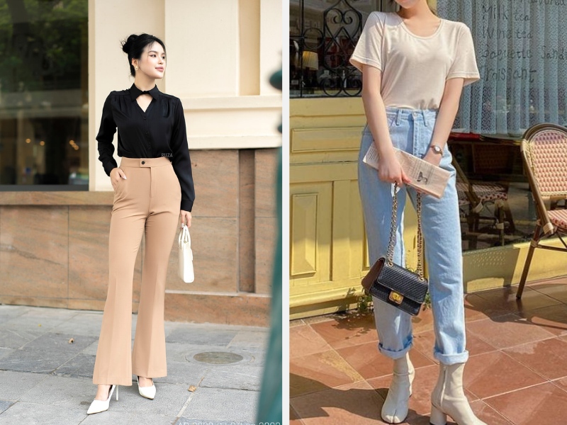 Mặc Gì Khi Đi Tiệc Tân Gia? Gợi Ý Trang Phục Đẹp Và Phù Hợp 8 Quần ống loe phối sơ mi hoặc áo croptop quần jean