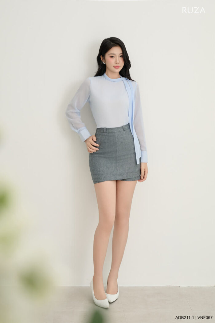 Áo sơ mi tay dài basic ADB211 xanh pc2
