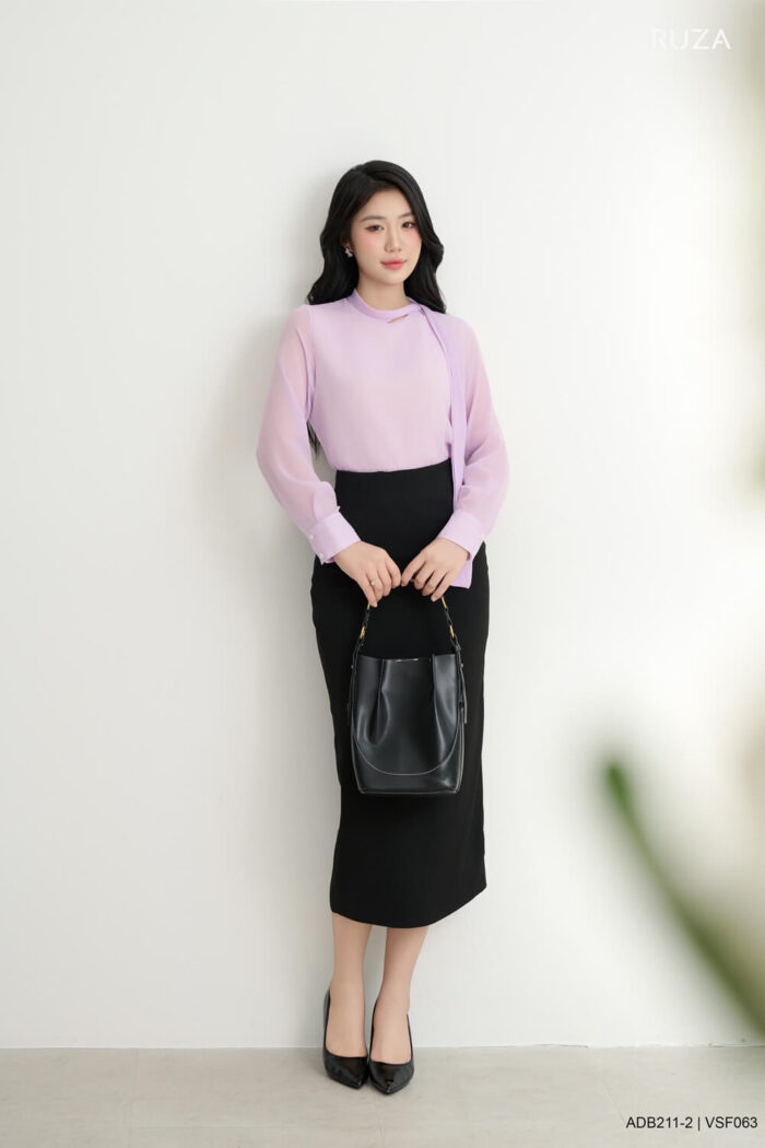 Áo sơ mi tay dài basic ADB211 tím pc3