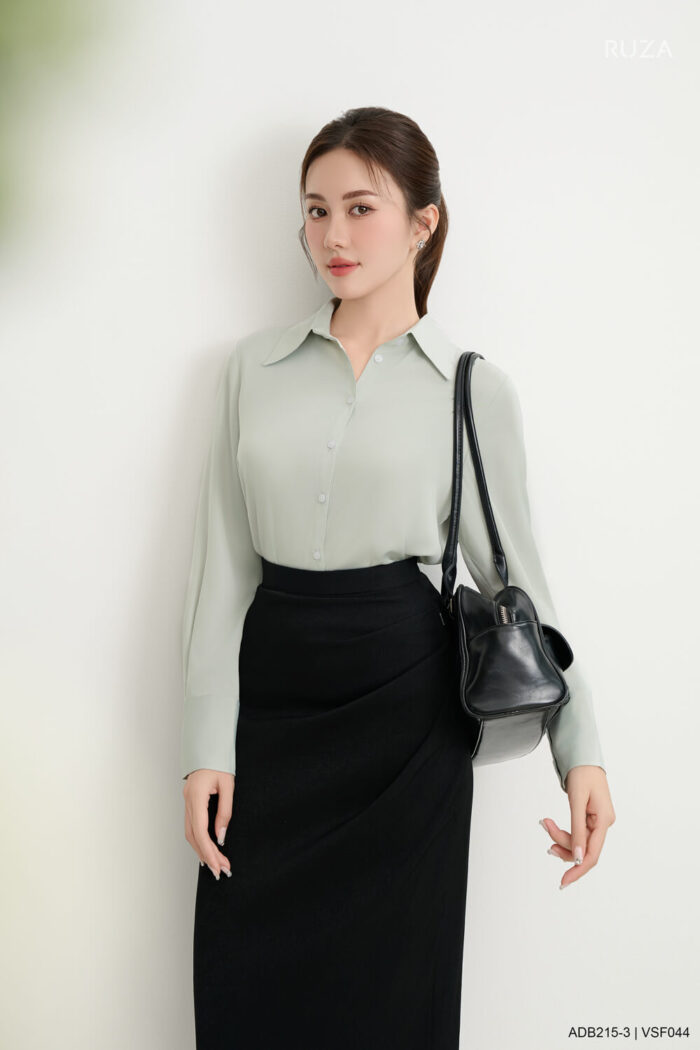 Áo sơ mi tay dài basic ADB215 xanh mint pc4
