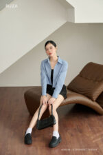 Áo sơ mi tay dài basic ANB219 xanh pc4