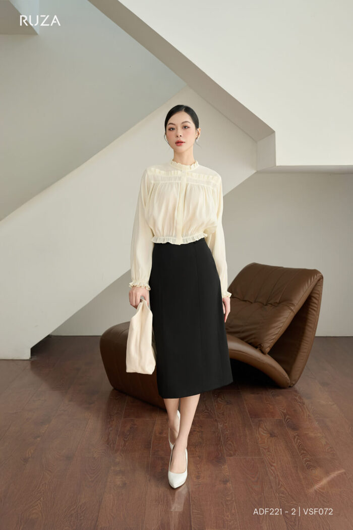 Áo sơ mi tay dài ANF221 Kem pc5