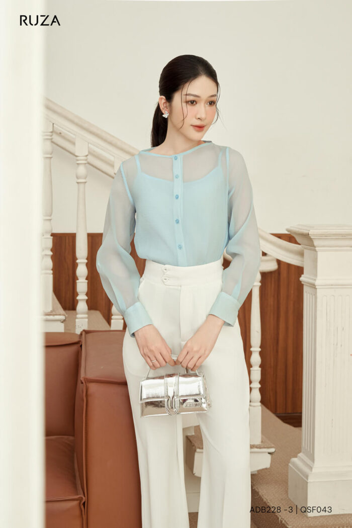 ao so mi tay dai basic xanh adb228 pc2