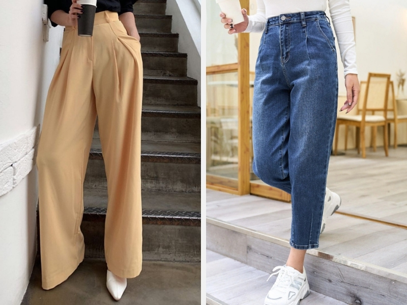 Chân To Nên Mặc Quần Gì Để Tôn Dáng? Bí Quyết Chọn Quần Phù Hợp 5 Quần kẻ sọc dọc - co giãn