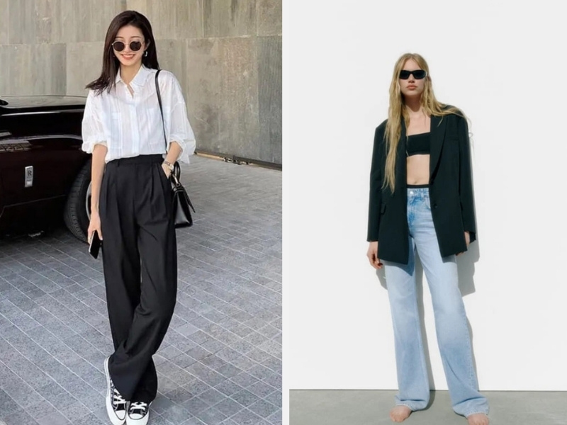 Chân To Nên Mặc Quần Gì Để Tôn Dáng? Bí Quyết Chọn Quần Phù Hợp 6 Quần cạp cao với áo thun hoặc áo sơ mi