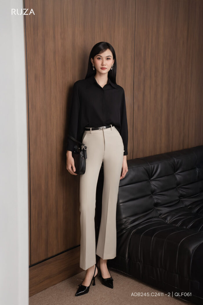 Áo sơ mi tay dài ADF244 đen pc4
