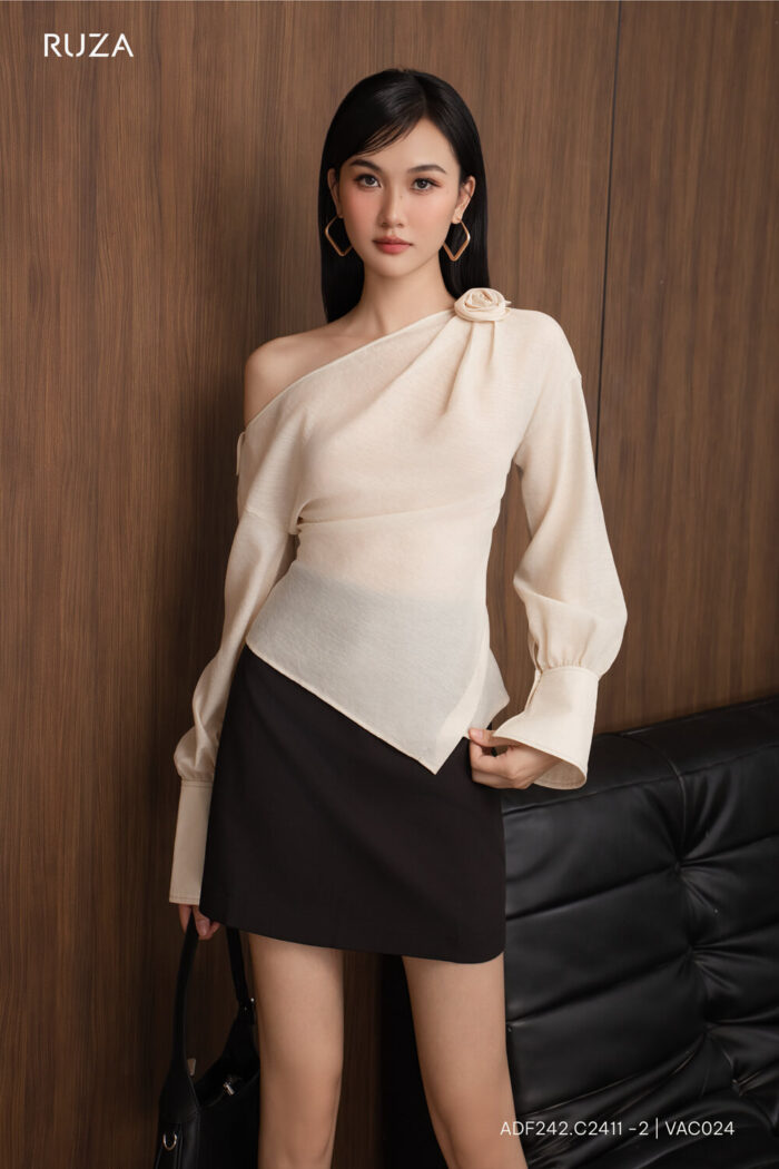 Áo sơ mi tay dài ADF242 kem pc3