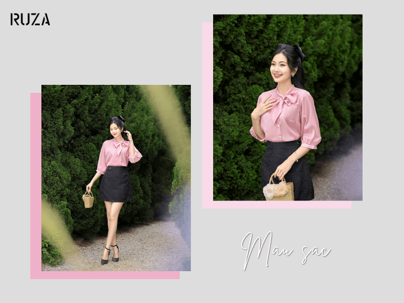 Kết hợp màu hồng pastel với màu đen