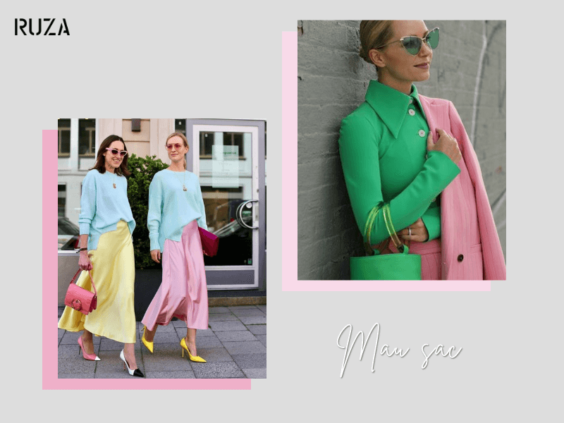 Kết hợp màu hồng pastel với green pastel