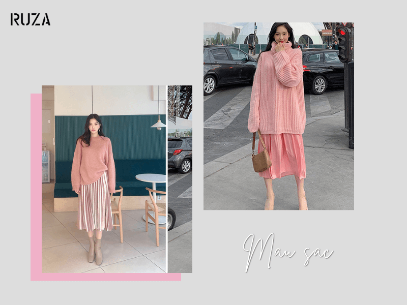 Kết hợp màu hồng pastel ton sur ton