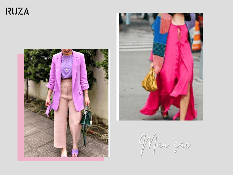 Kết hợp màu hồng pastel với tím